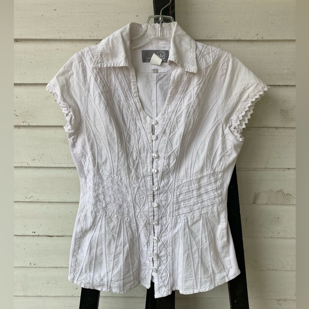 Inca Cotton Women's Textured White Blouse